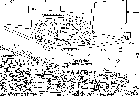 map showing Fort Widley Cottages