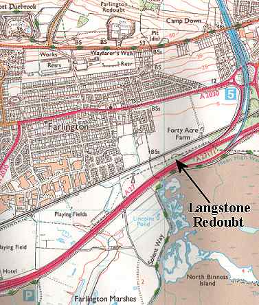 1:25000 OS map of North Langstone